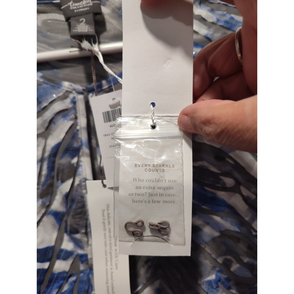 NWT Chico's Travelers Collection Watercolor Applique Jacket Sz 2 Medium $149 Tex - Picture 6 of 9